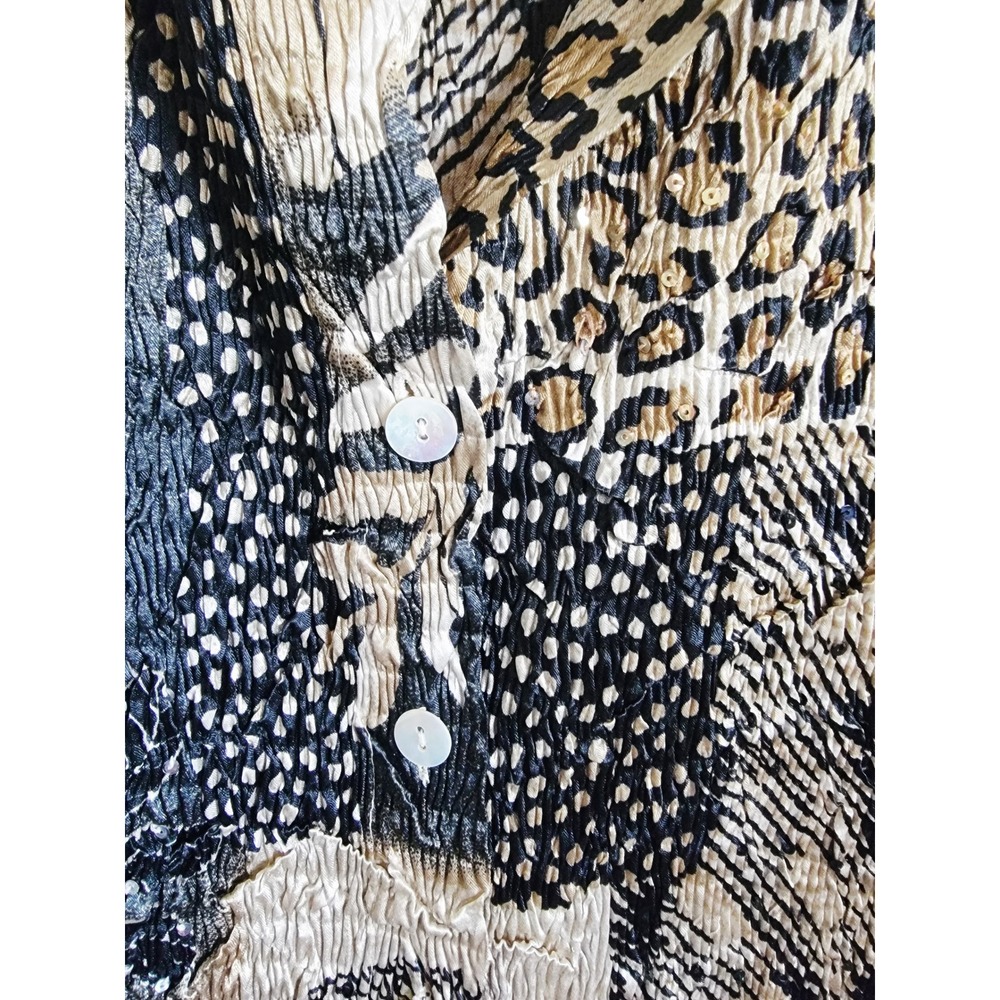 Alberto Makali Animal Print Button Down Top Blouse XL - Picture 6 of 8